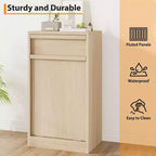 Meuble Poubelle Inclinable, Meuble Poubelle Chêne Naturel avec Rangement 38 Litres & 1 Tiroir, Meuble Poubelle Caché/Panier à Linge