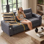Canapé de rangement 91 pouces pour deux – Velours côtelé moelleux avec port USB et porte-gobelets
