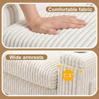 Canapé de rangement 91 pouces pour deux – Velours côtelé moelleux avec port USB et porte-gobelets