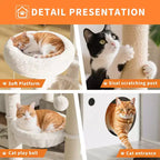 Meuble Cache-Litière pour Chat, Arbre à Chat Multi-Niveaux avec Poteaux à Griffer, Condo pour Chat avec Hamac et Panier, Meuble pour Chat d'Intérieur avec Bac à Litière Caché