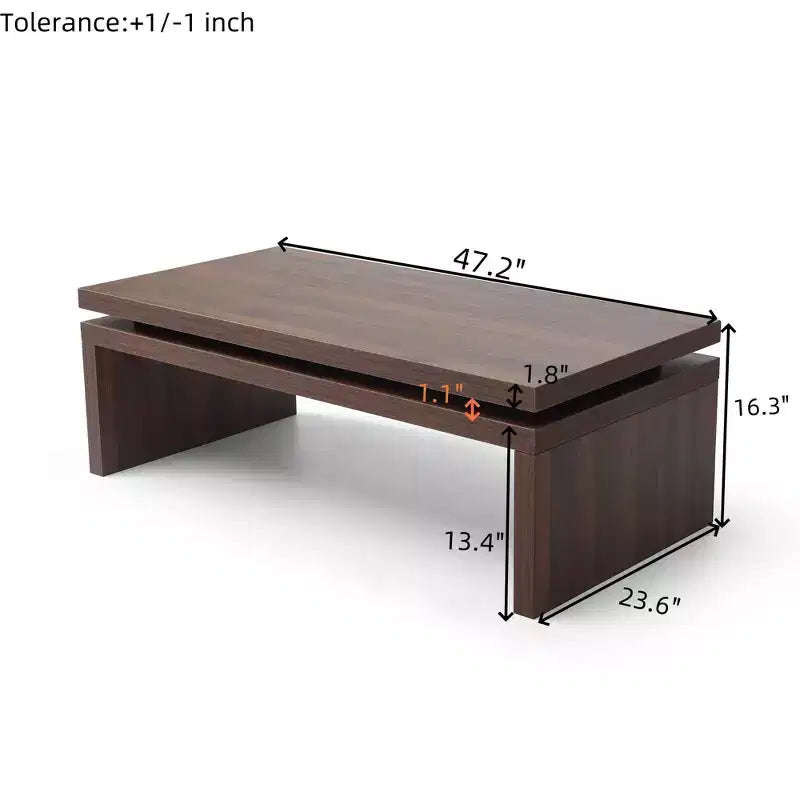 Mesa de centro rectangular de abeto de 47 pulgadas