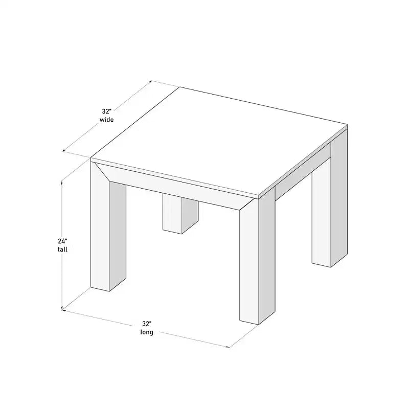 Mesa auxiliar cuadrada de madera maciza moderna de 32" – Mesa auxiliar para sala de estar