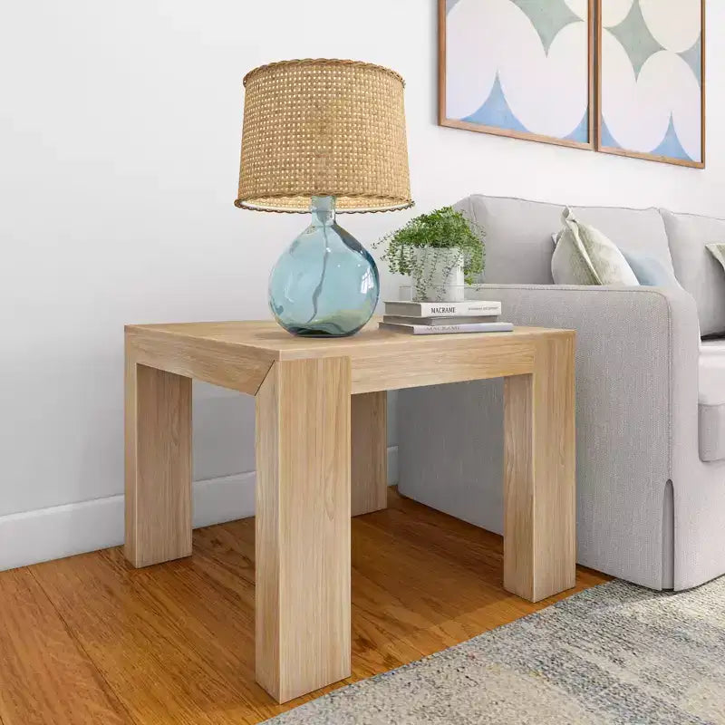 Mesa auxiliar cuadrada de madera maciza moderna de 32" – Mesa auxiliar para sala de estar