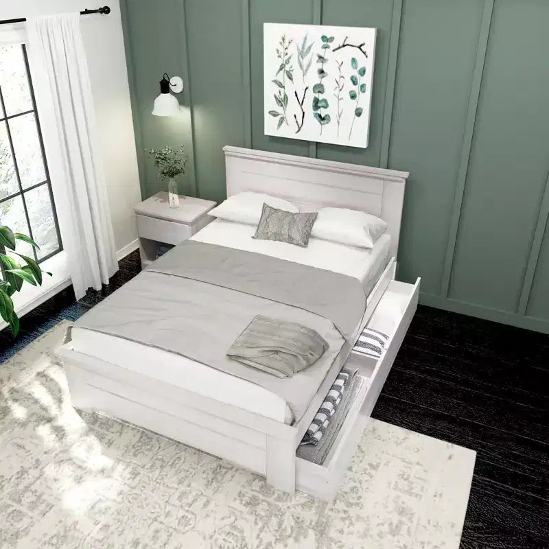 Base de cama de madera maciza con cabecero – Tamaño matrimonial