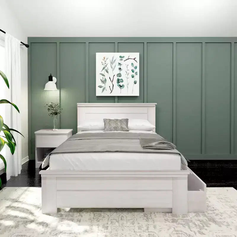 Base de cama de madera maciza con cabecero – Tamaño matrimonial