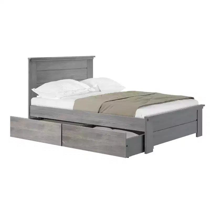Base de cama de madera maciza con cabecero – Tamaño matrimonial