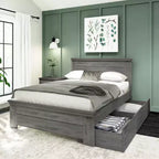 Base de cama de madera maciza con cabecero – Tamaño matrimonial