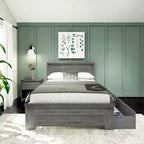 Base de cama de madera maciza con cabecero – Tamaño matrimonial